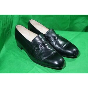 Vintage CHRISTIAN DIOR Monsieur Size Mens 8 Black Leather Loafers ITALY